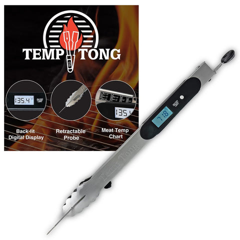 Innovative Tongs with Built-In Thermometer, Digital Display & Retractable Probe