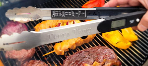 Innovative Tongs with Built-In Thermometer, Digital Display & Retractable Probe
