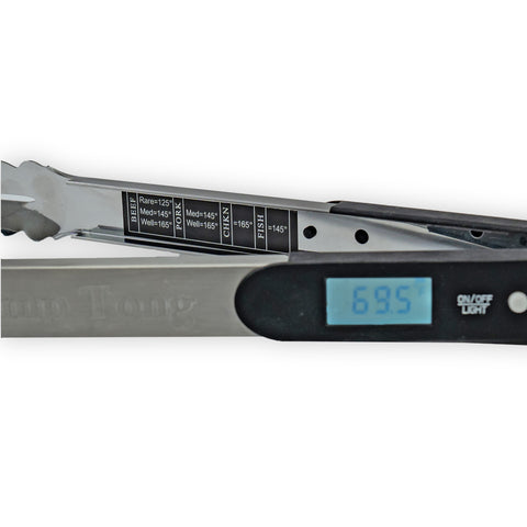 Innovative Tongs with Built-In Thermometer, Digital Display & Retractable Probe