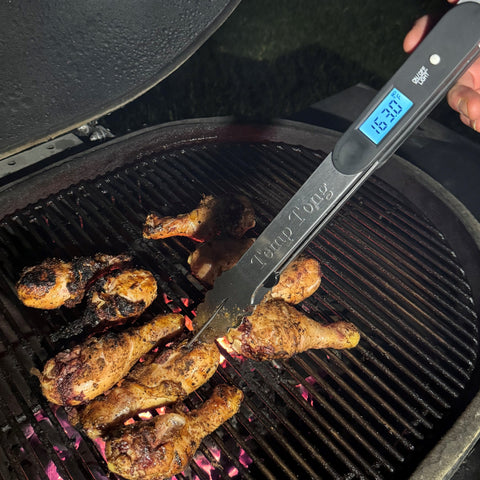 Innovative Tongs with Built-In Thermometer, Digital Display & Retractable Probe
