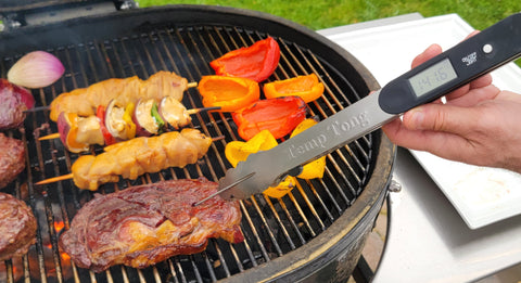 Innovative Tongs with Built-In Thermometer, Digital Display & Retractable Probe